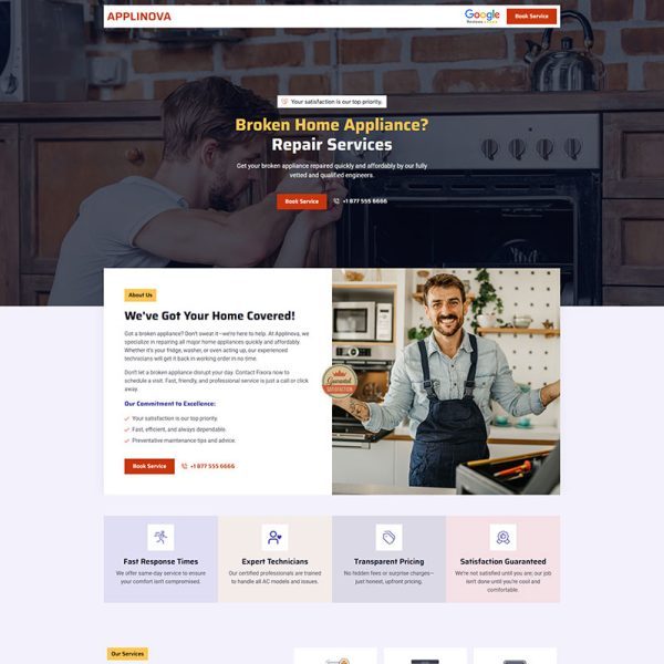 Applinova - Appliance Repair Landing Page