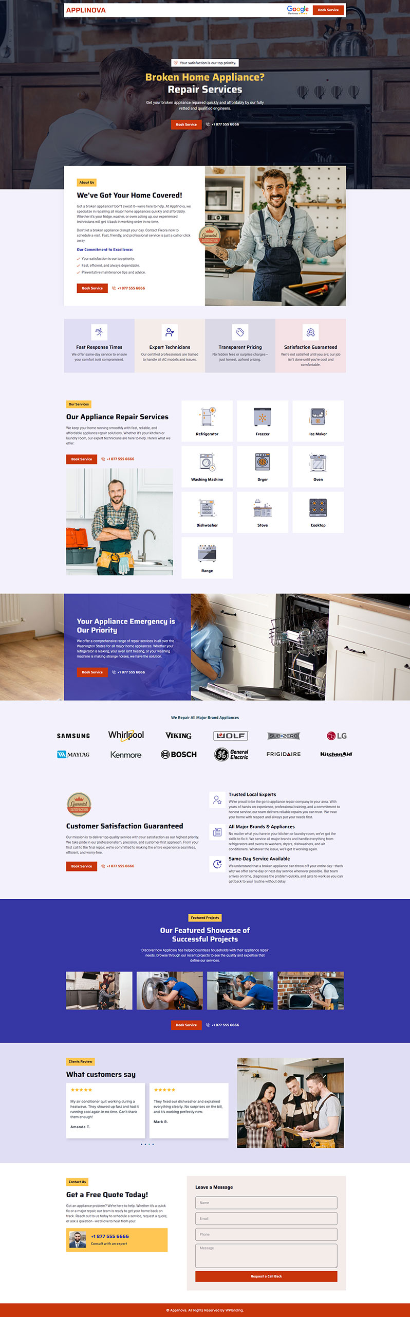 Applinova - Appliance Repair Landing Page