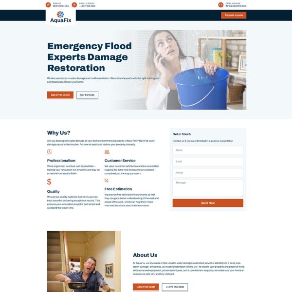 AquaFix - Water Damage Restoration Landing Page