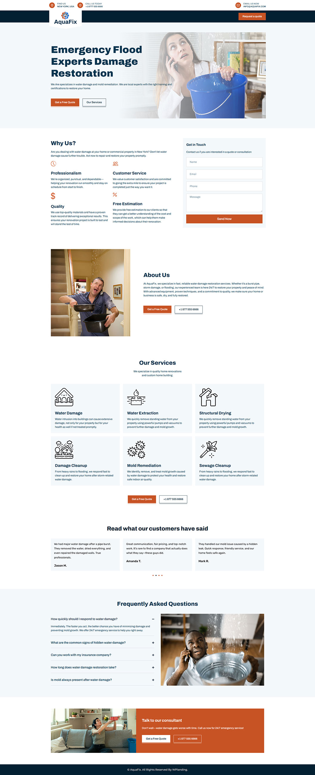 AquaFix - Water Damage Restoration Landing Page