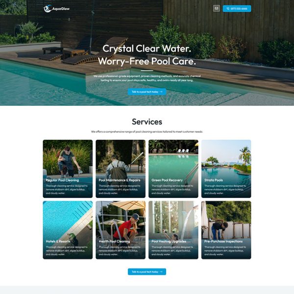 AquaGlow - Pool Cleaning Landing Page