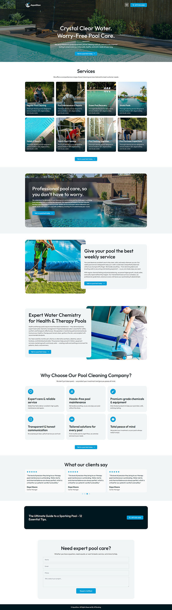 AquaGlow - Pool Cleaning Landing Page