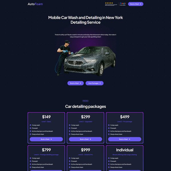 AutoFoam - Car Wash Landing Page