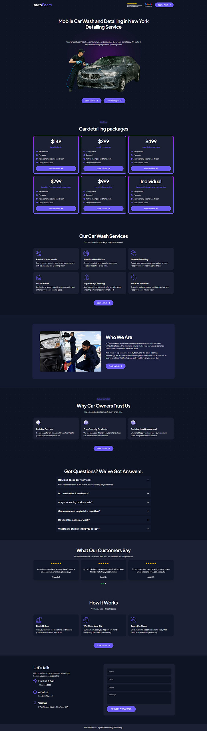 AutoFoam - Car Wash Landing Page