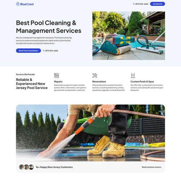 BlueCrest - Pool Cleaning Landing Page