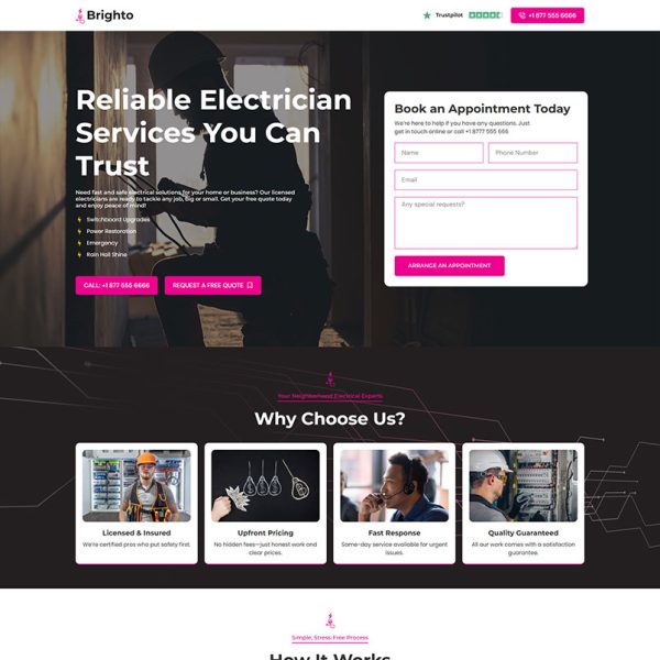 Brighto - Electrician Landing Page