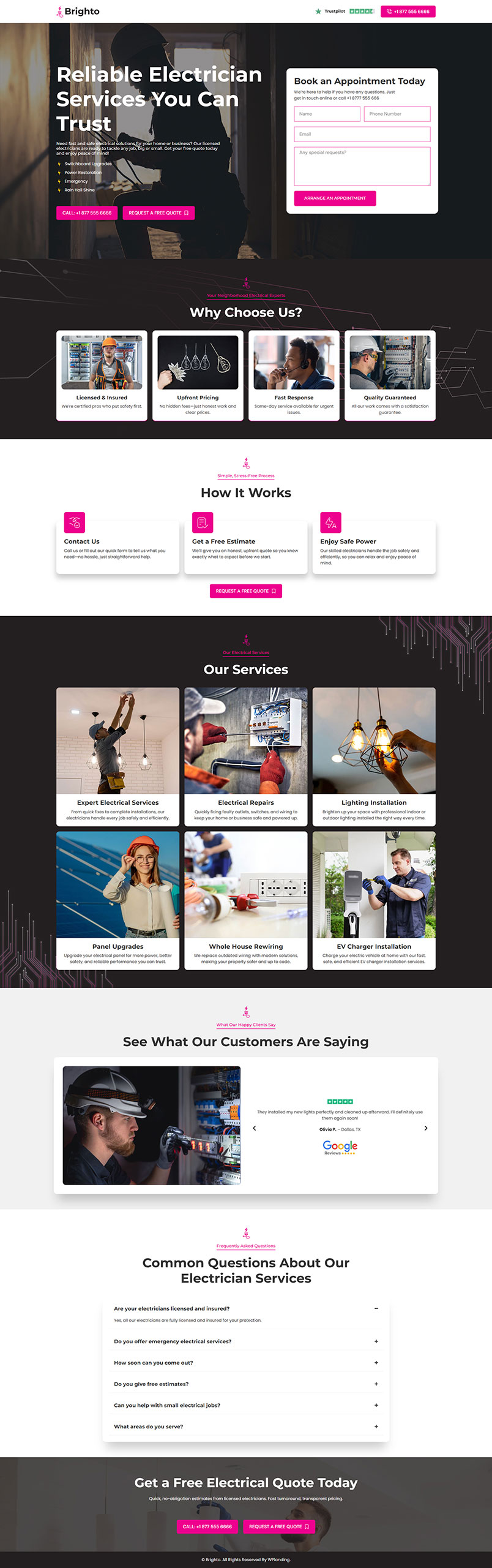 Brighto - Electrician Landing Page