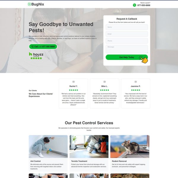 BugNix - Pest Control Landing Page