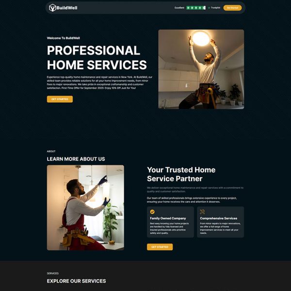 BuildWell - Handyman Landing Page