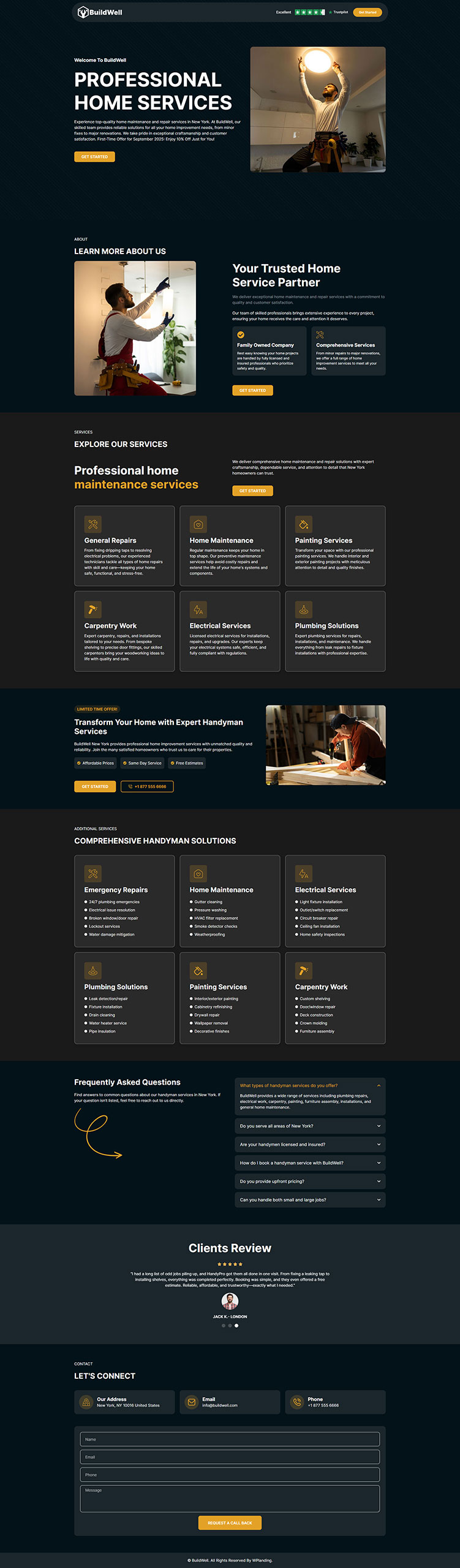 BuildWell - Handyman Landing Page