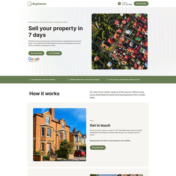 Buyhaven - Cash Home Buyer Landing Page
