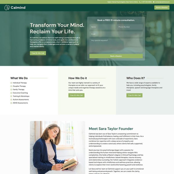 Calmind - Psychotherapist Landing Page