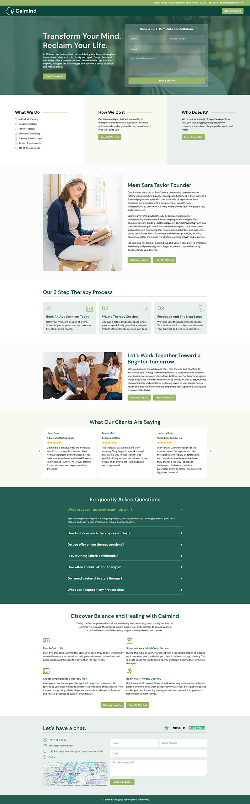 Calmind - Psychotherapist Landing Page