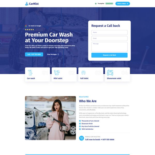 CarMist - Car Wash Landing Page