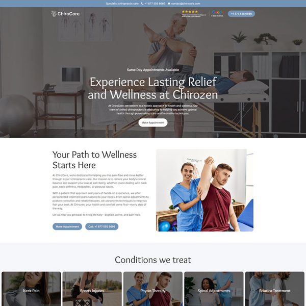 ChiroCore - Chiropractic Landing Page