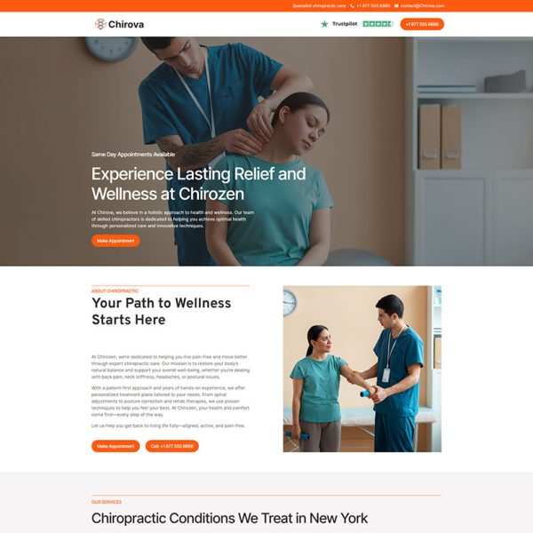 Chirova - Chiropractic Landing Page