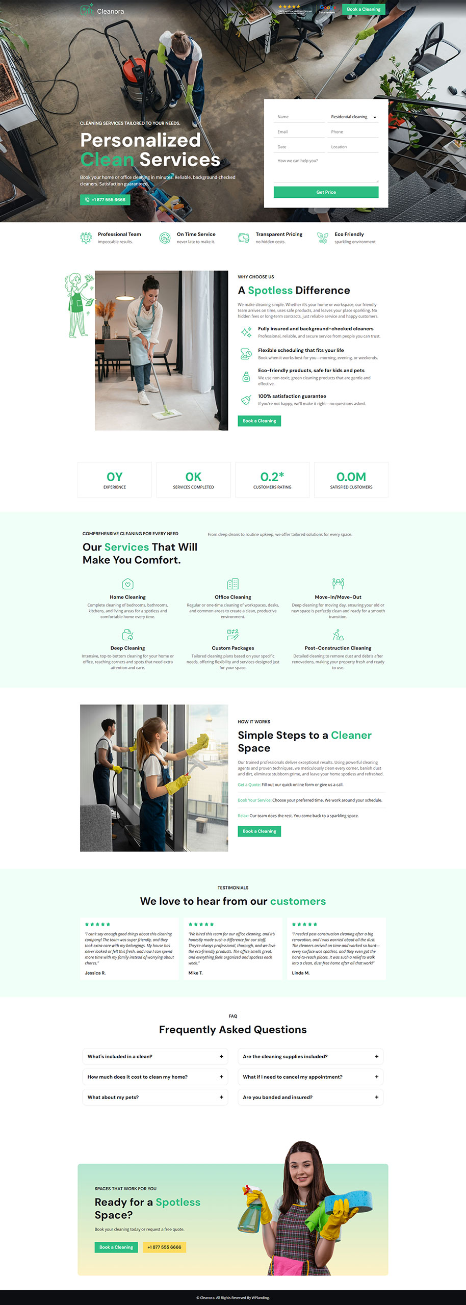 Cleanora - Cleaning Landing Page