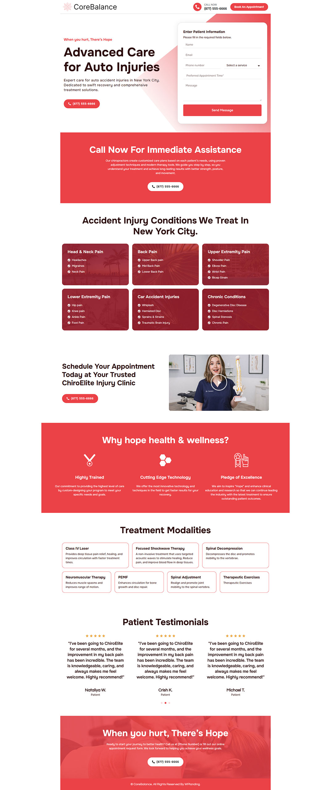 CoreBalance - Chiropractic Landing Page