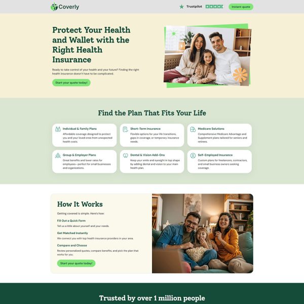 Coverly - Health Insurance Landing Page