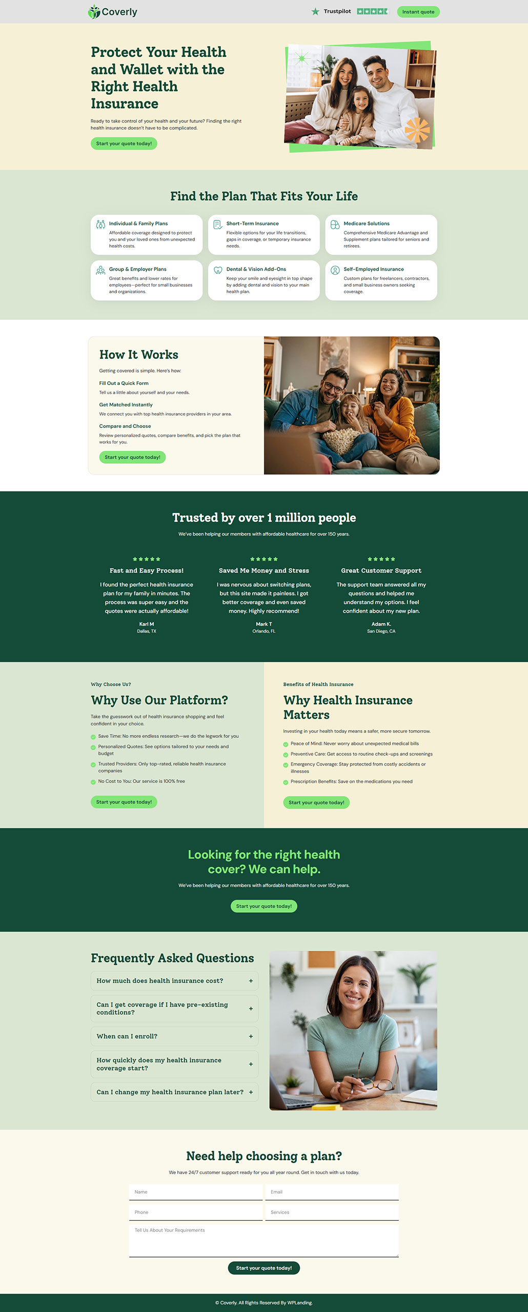 Coverly - Health Insurance Landing Page