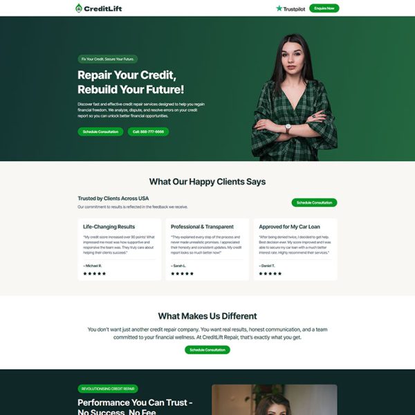 CreditLift - Credit Repair Landing Page