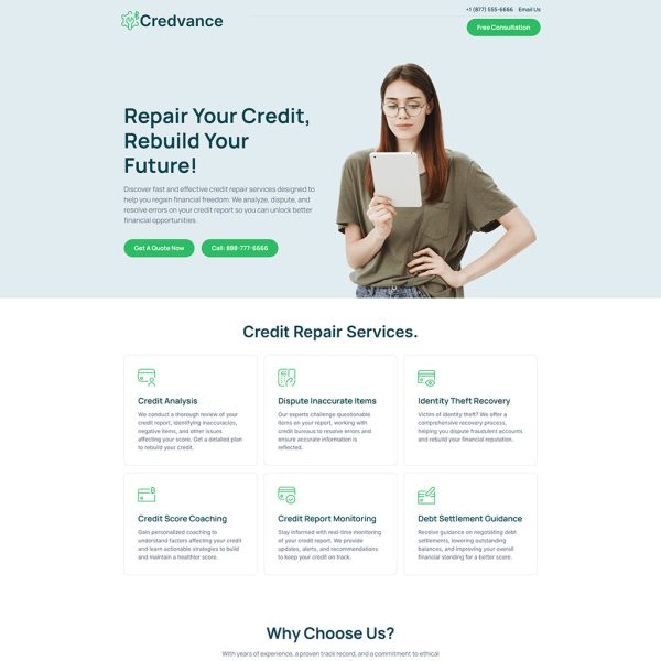 Credvance - Credit Repair Landing Page