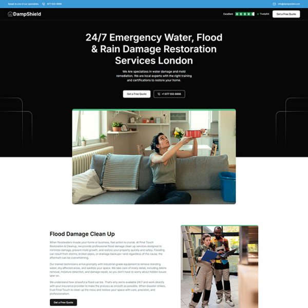 DampShield - Water Damage Restoration Landing Page