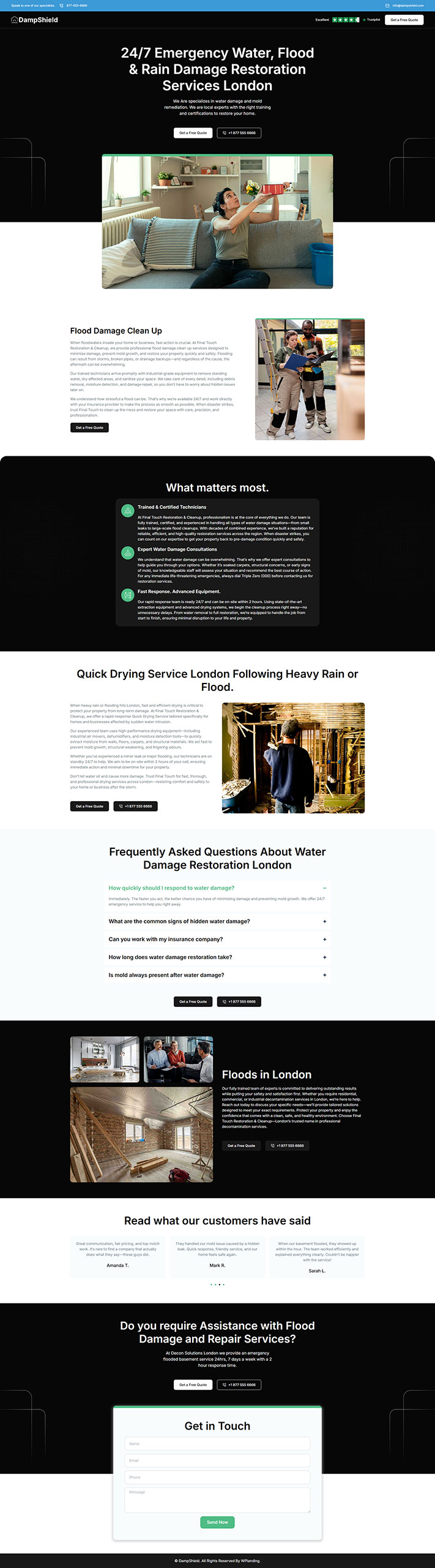 DampShield - Water Damage Restoration Landing Page