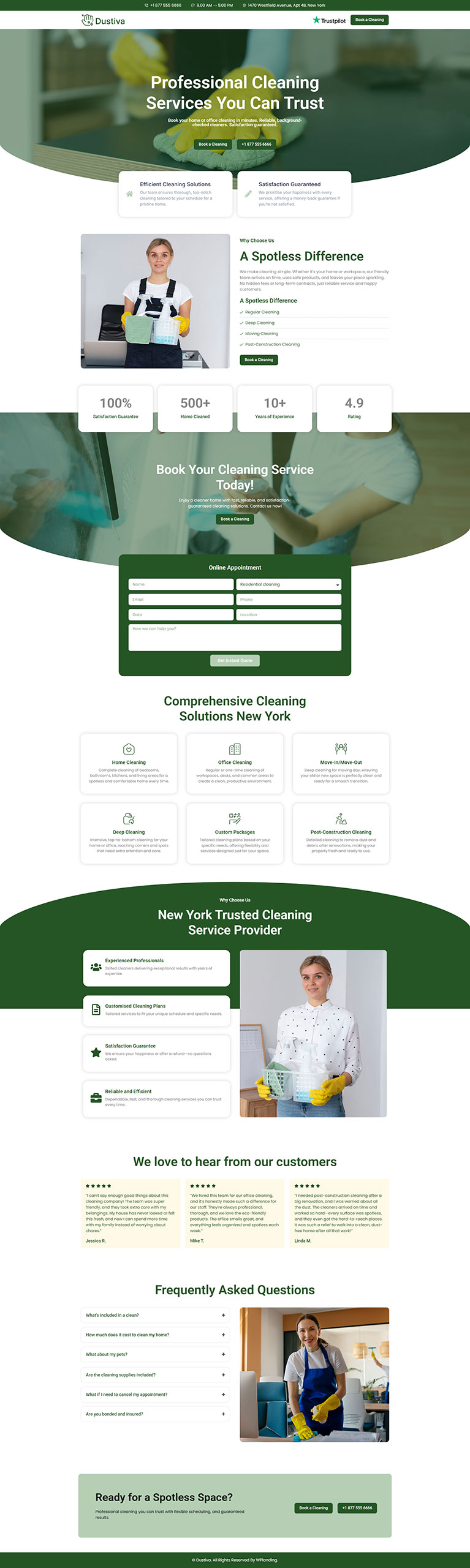 Dustiva - Cleaning Landing Page