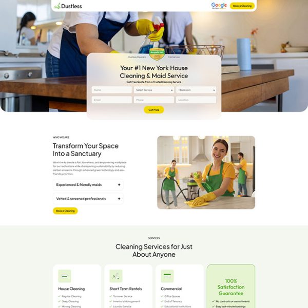 Dustless - Cleaning Landing Page