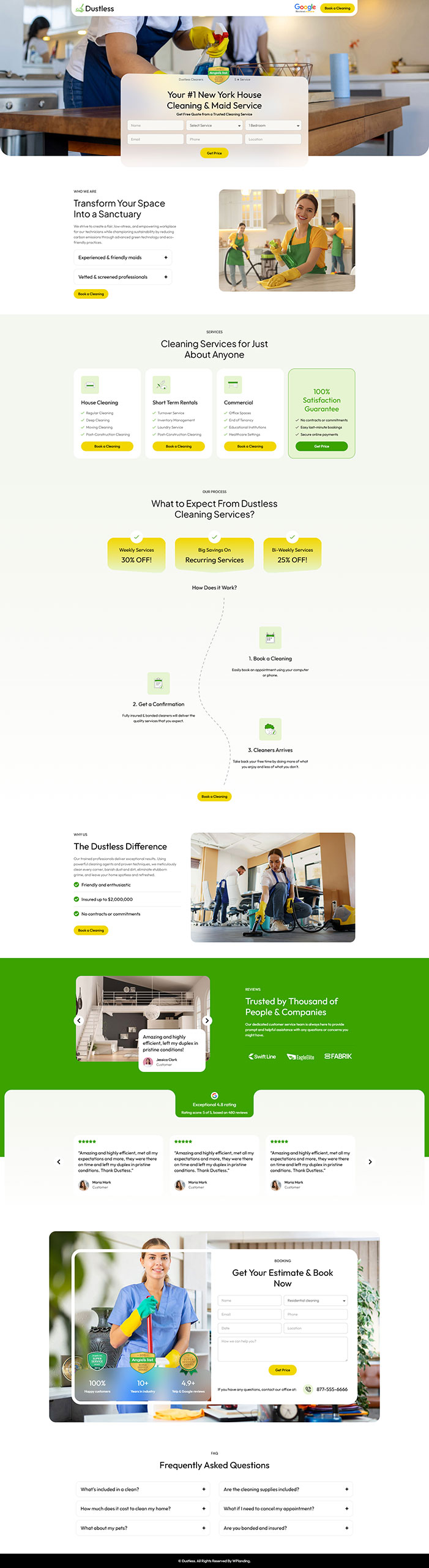 Dustless - Cleaning Landing Page