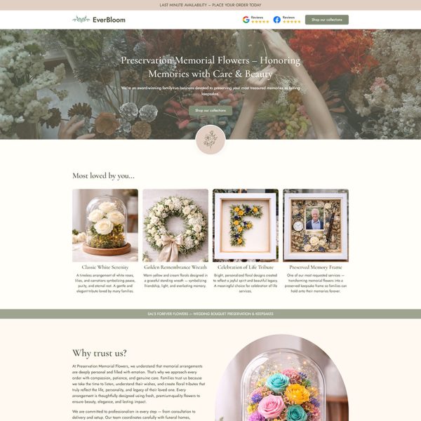 EverBloom - Preserving Flowers Landing Page