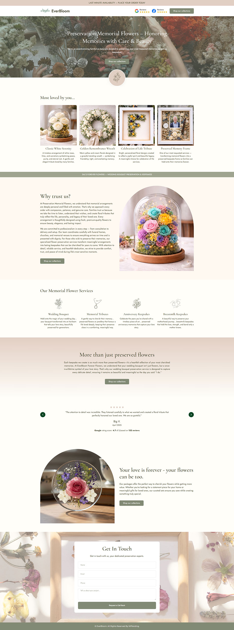 EverBloom - Preserving Flowers Landing Page