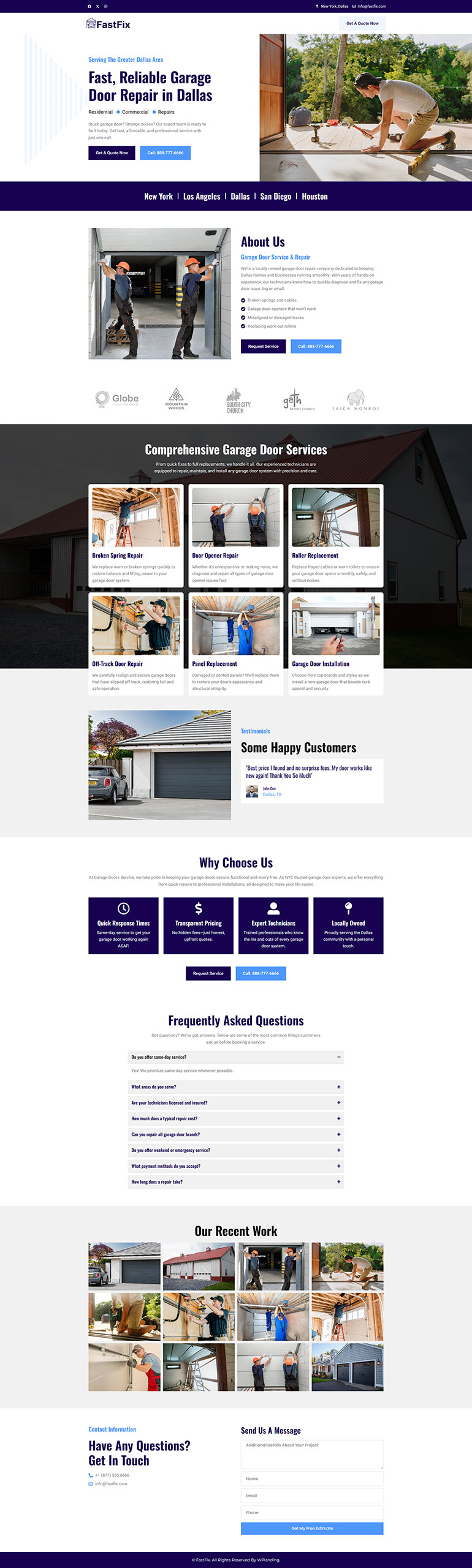 FastFix - Garage Door Repair Landing Page