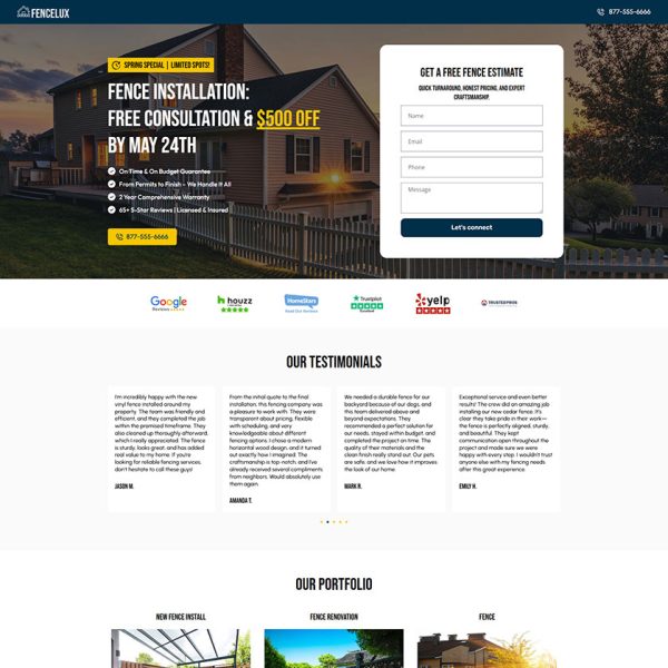 FenceLux - Fencing Landing Page