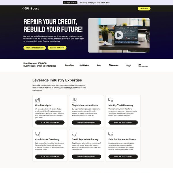 FinBoost - Credit Repair Landing Page