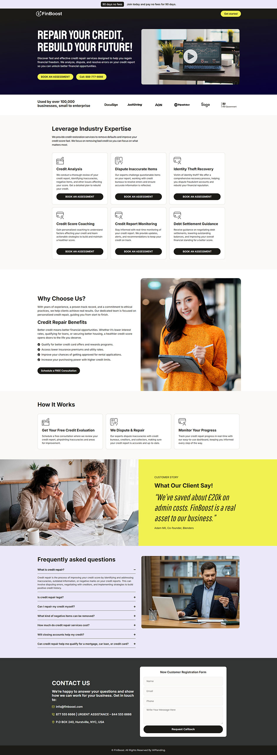 FinBoost - Credit Repair Landing Page