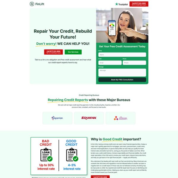 FinLift - Credit Repair Landing Page