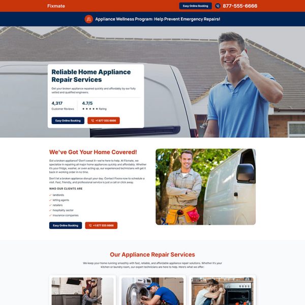 Fixmate - Appliance Repair Landing Page