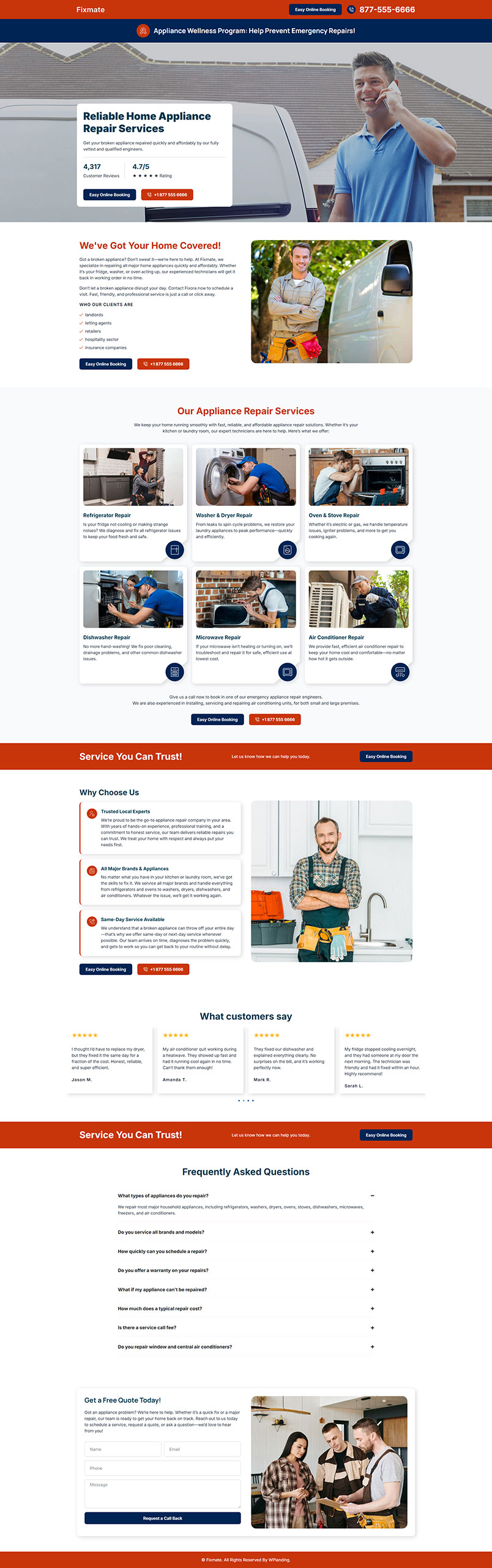 Fixmate - Appliance Repair Landing Page