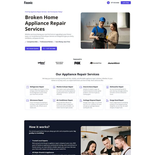 Fixonic - Appliance Repair Landing Page