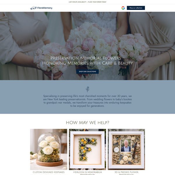 FloraMemory - Preserving Flowers Landing Page