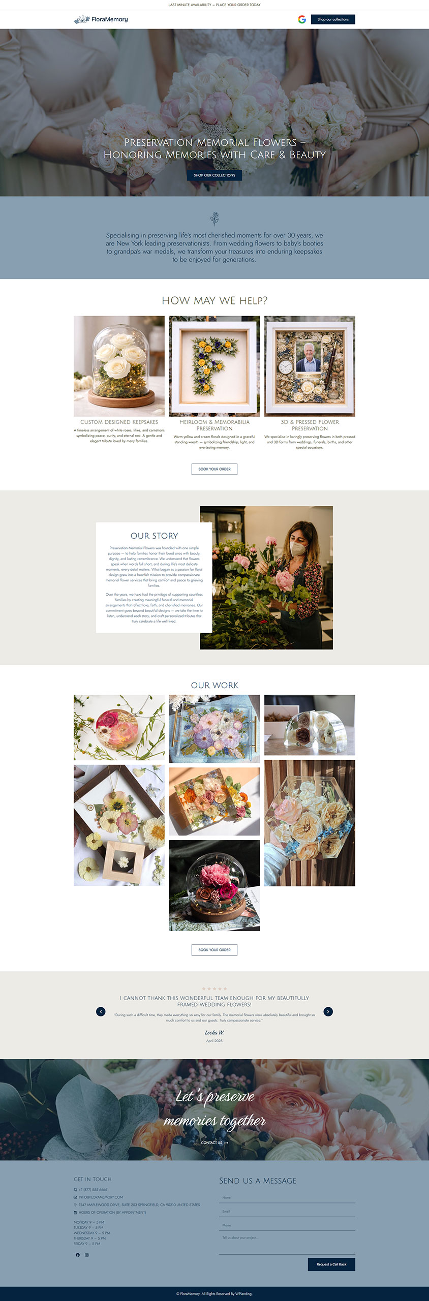 FloraMemory - Preserving Flowers Landing Page
