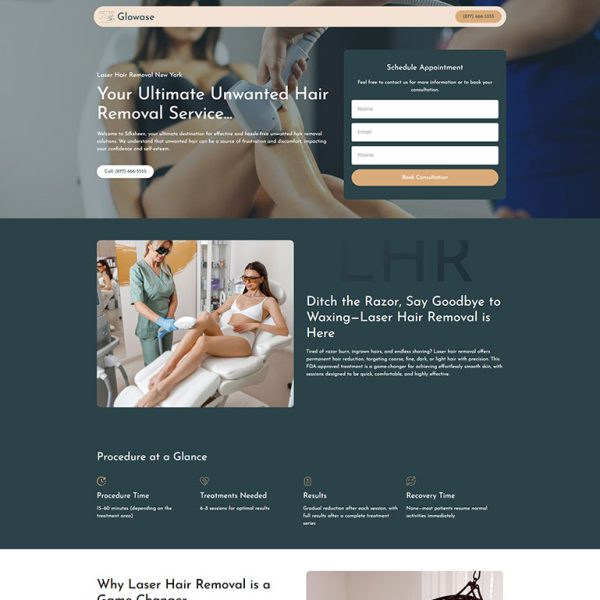 Glowase - Laser Hair Removal Landing Page
