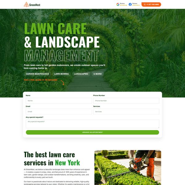 GreenNest - Landscaping Landing Page