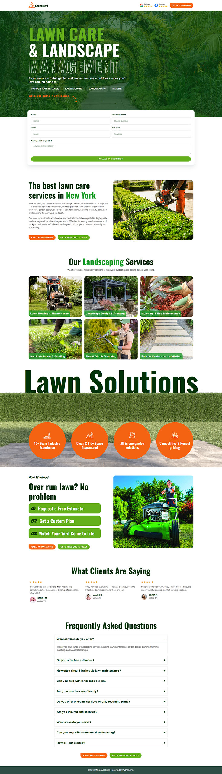 GreenNest - Landscaping Landing Page