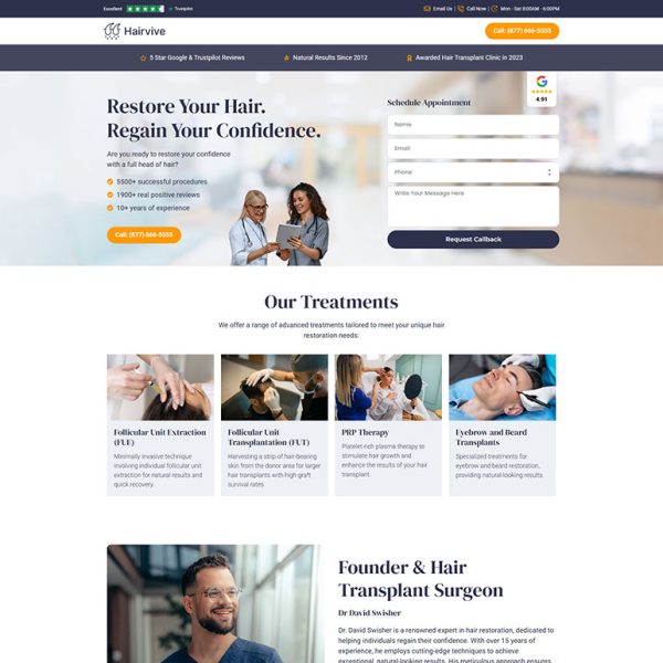 Hairvive - Hair Transplant Landing Page