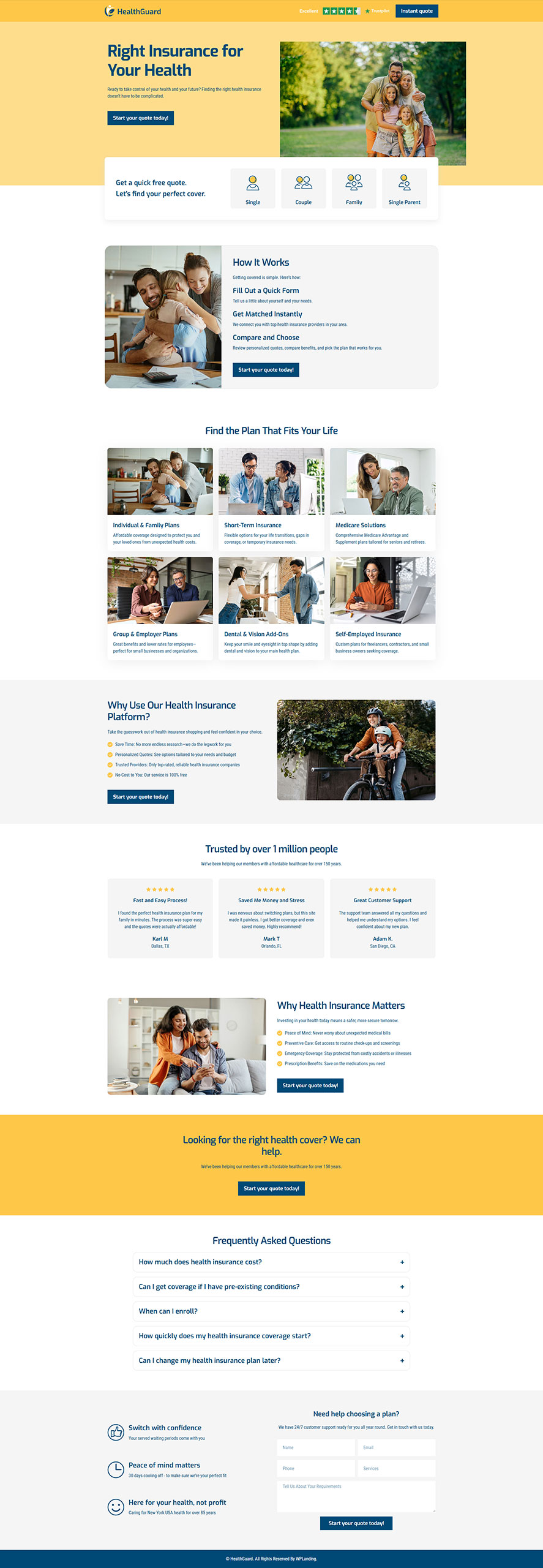 HealthGuard - Health Insurance Landing Page
