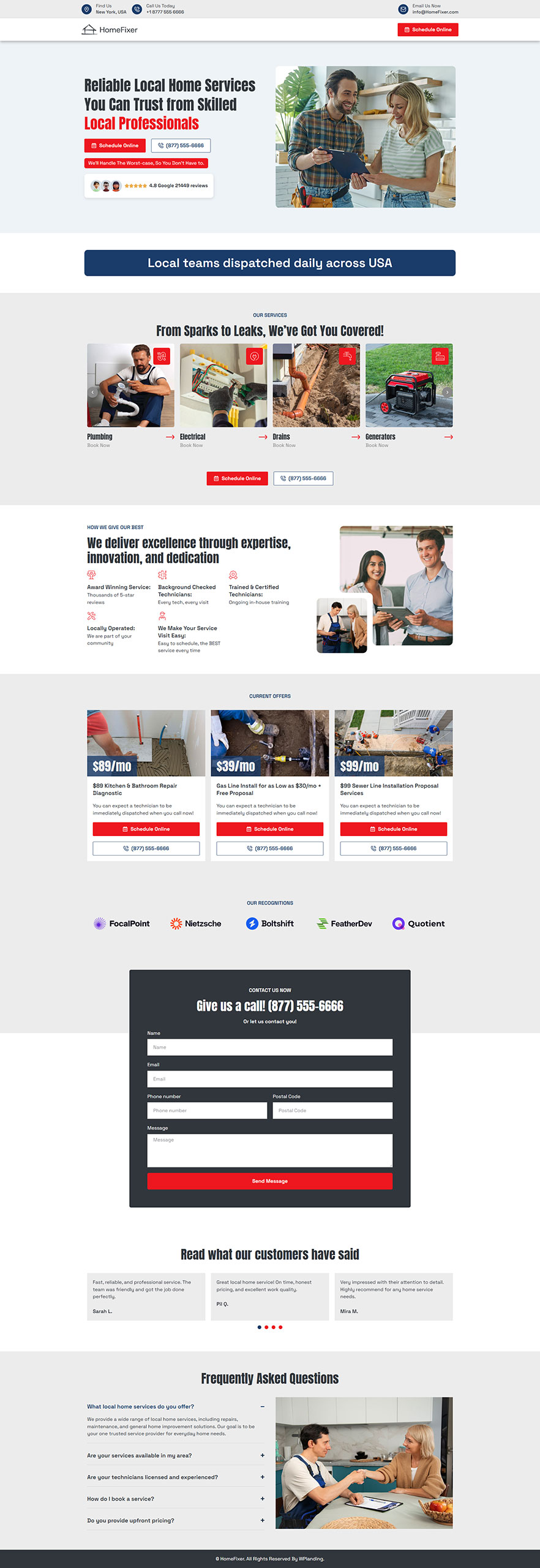 HomeFixer - Handyman Landing Page