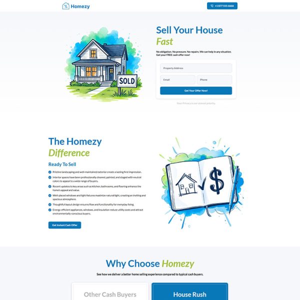 Homezy - Cash Home Buyer Landing Page